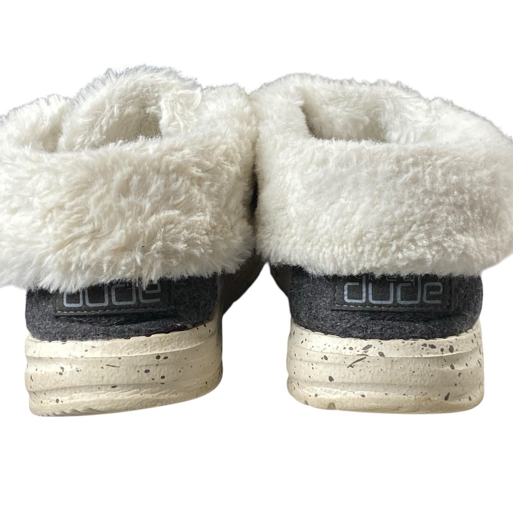 Hey Dude Wool Britt Shoes Womens 6 37 Gray Fuzzy Cozy Winter‎ Comfortable Casual - Picture 5 of 13